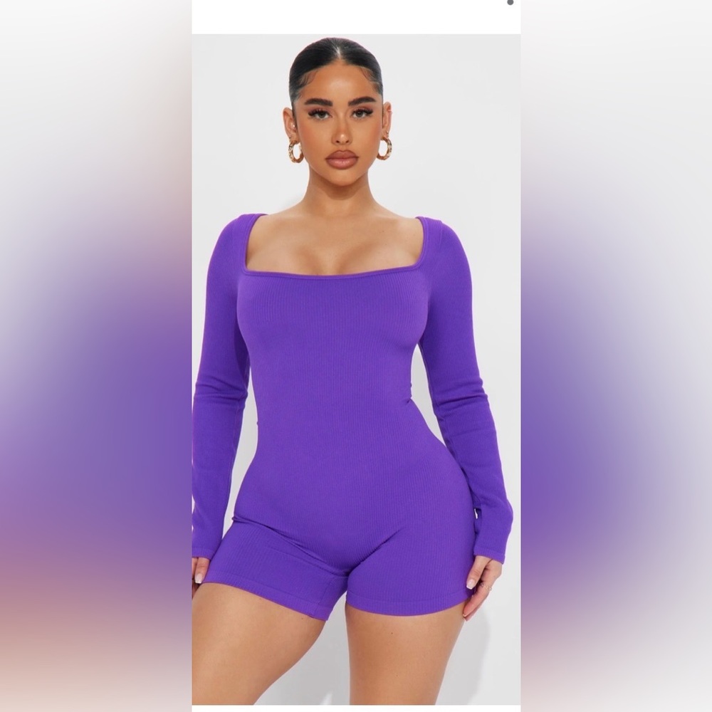 Fashion Nova Vibrant Purple Long Sleeve Bodysuit